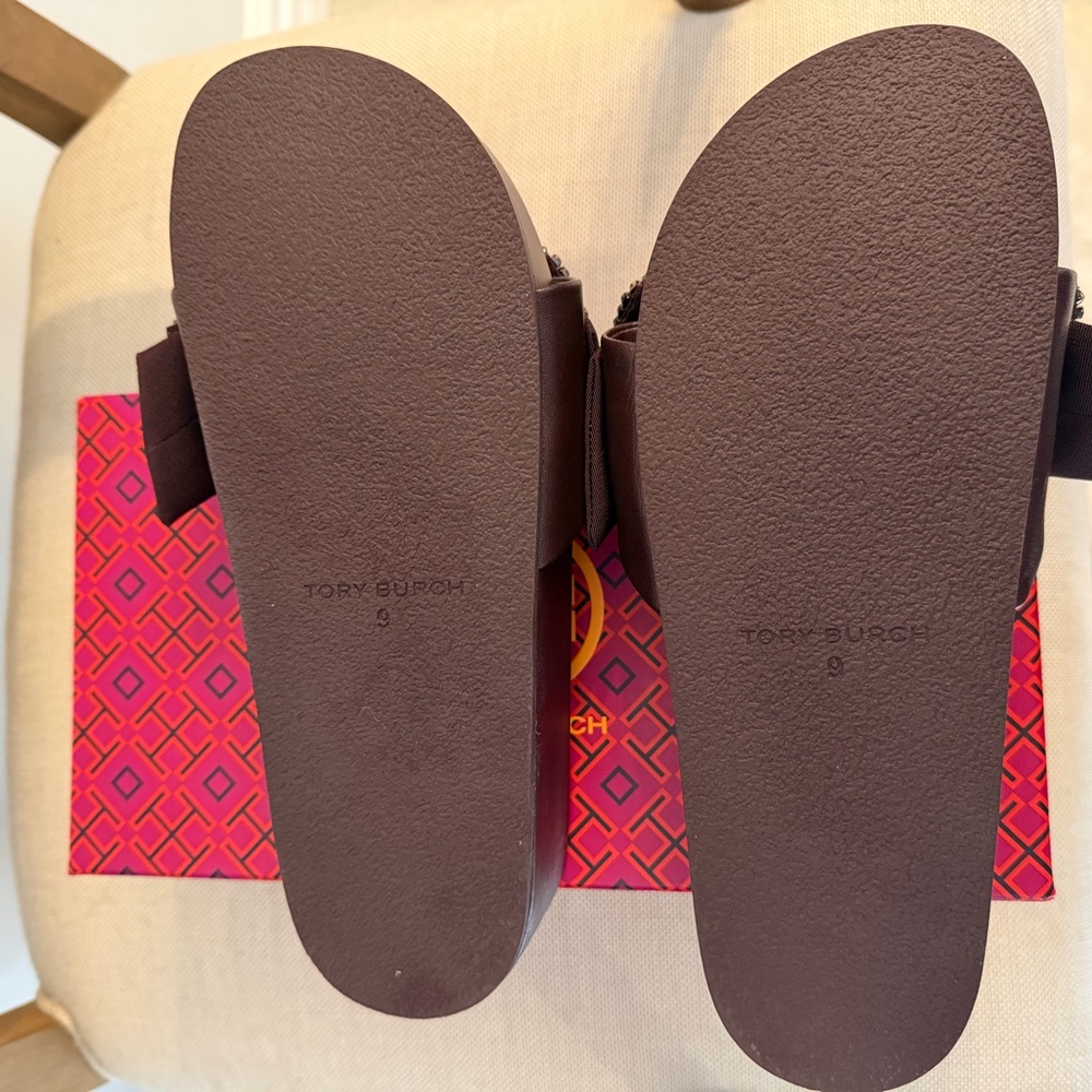 TORY BURCH Plum Crystal Bow Slide sz 9 - Picture 6 of 7
